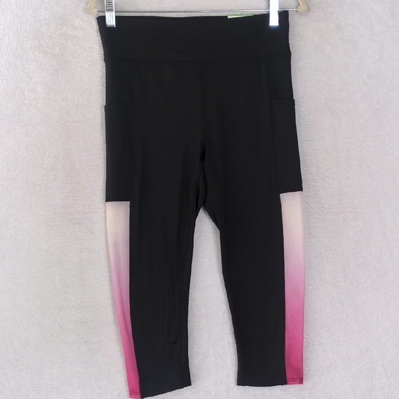Xersion Womens‎ Black & Pink Cropped Athletic Leggings Size M - Picture 1 of 6